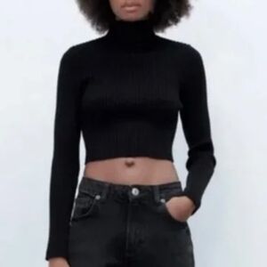 ZARA black mock neck shirt / M